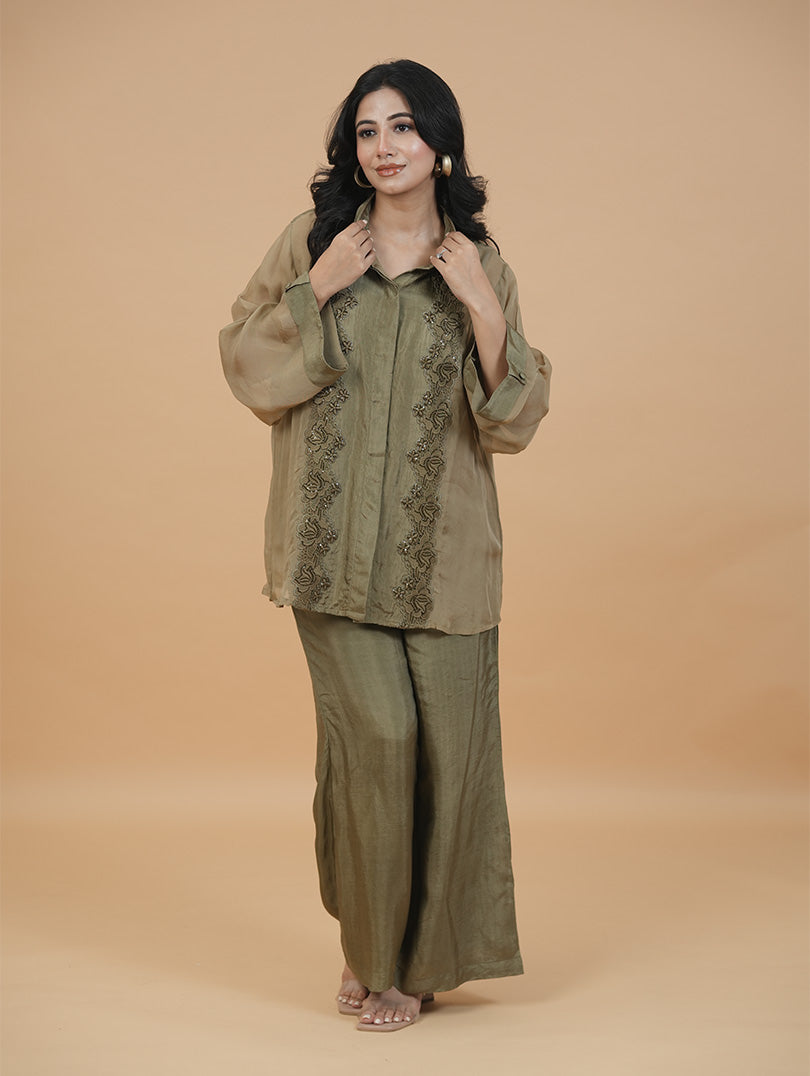 English Green Organza Set