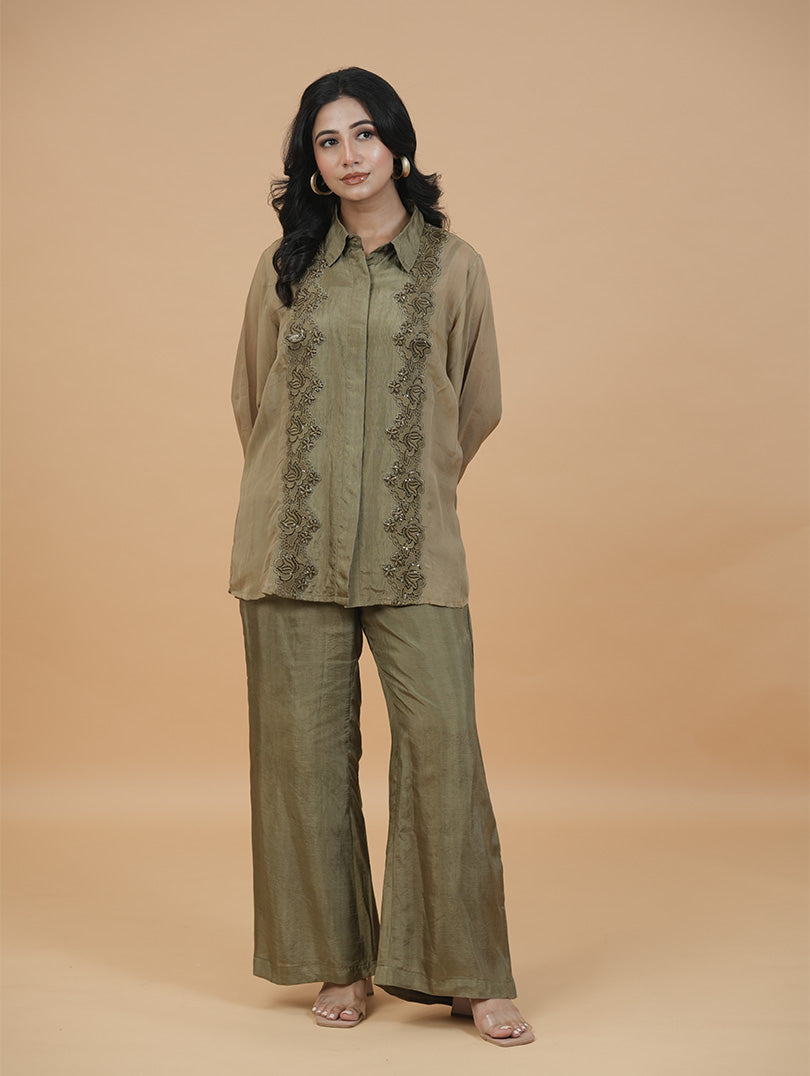 English Green Organza Set