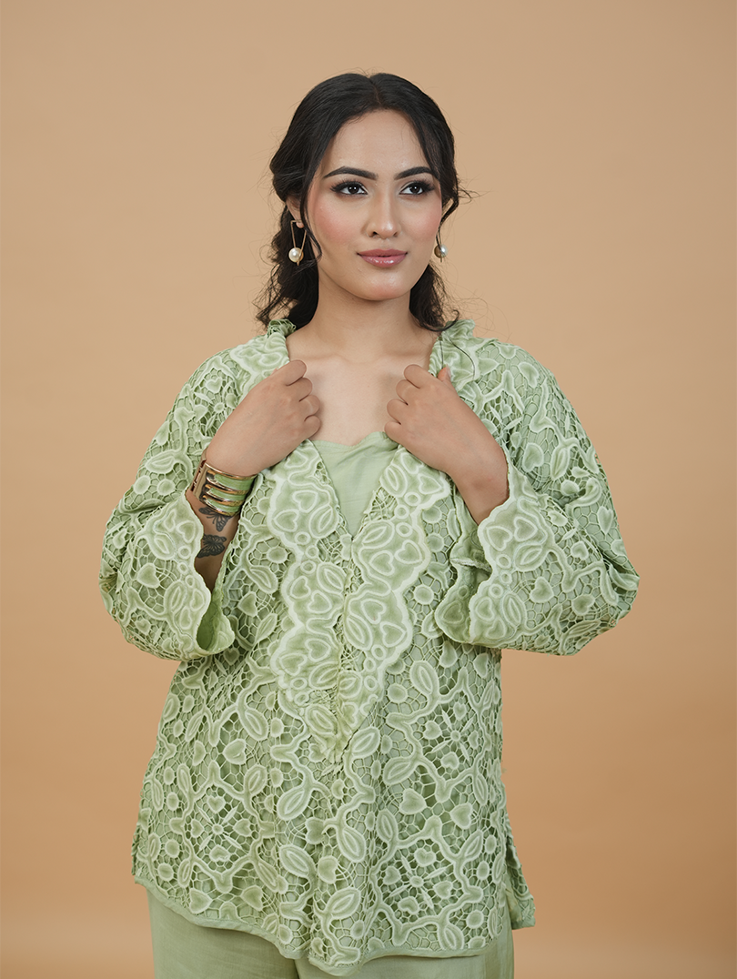 Pastel Green Cutwork Set