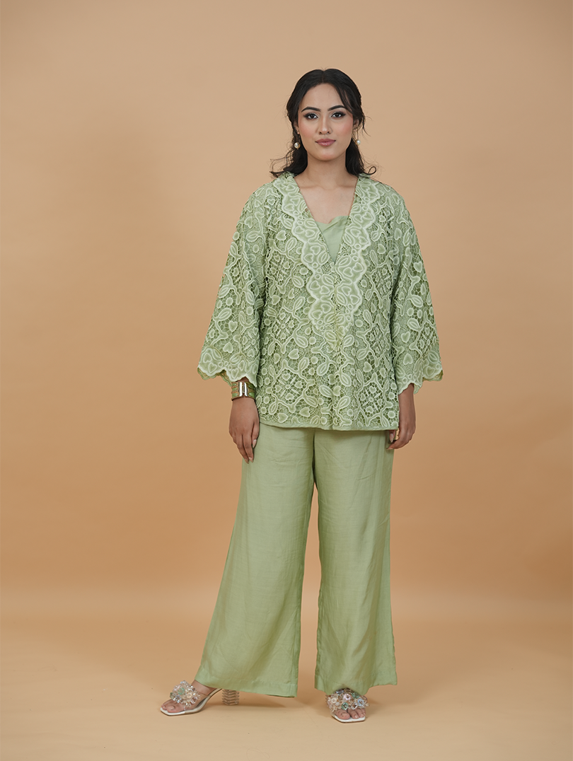 Pastel Green Cutwork Set