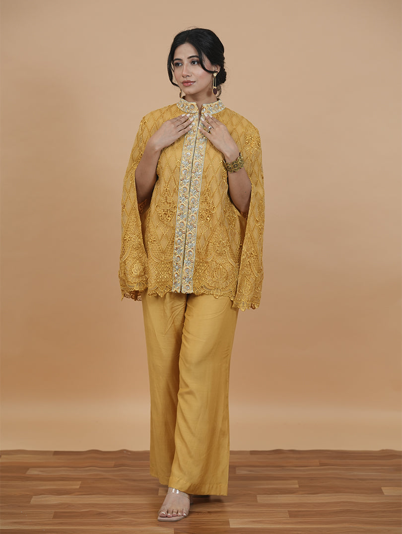 Formal Mustard Cape Set