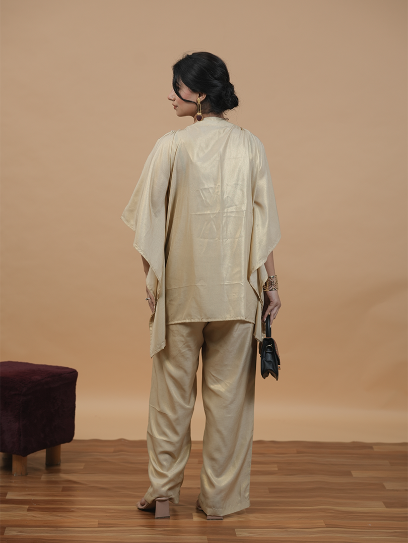 Hand Embroidery Golden Kaftan 3pc Set