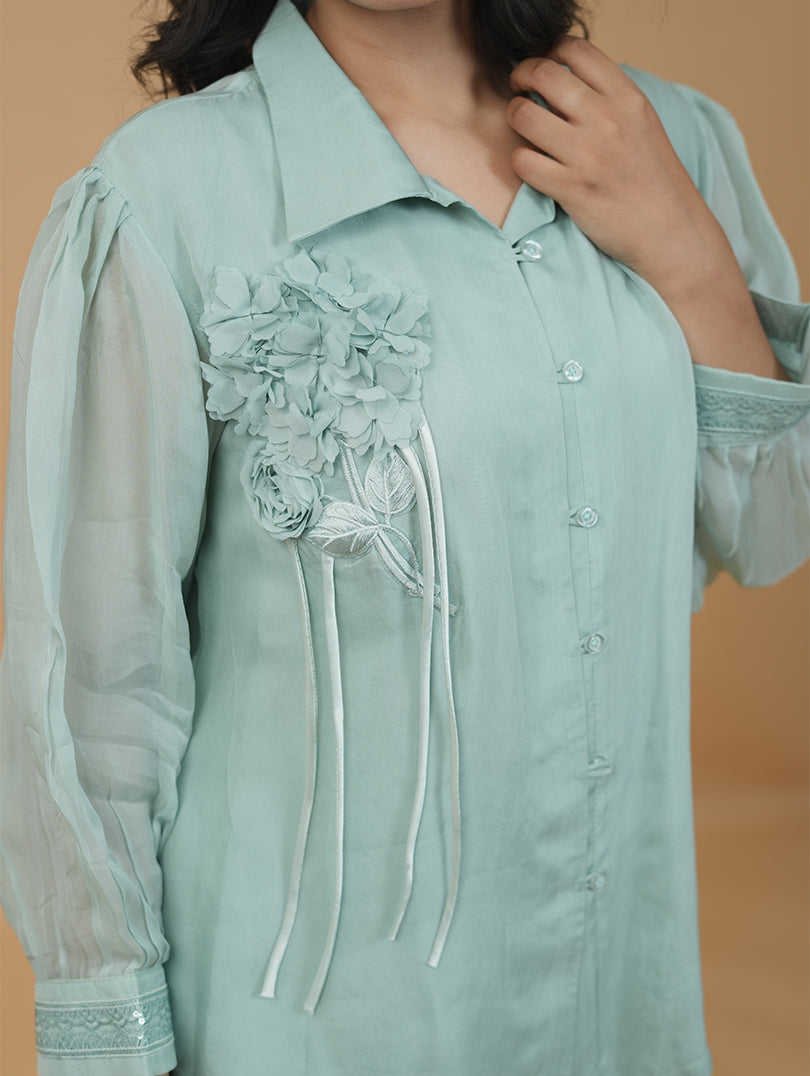 Serene Mint Bloom Co-ord Set