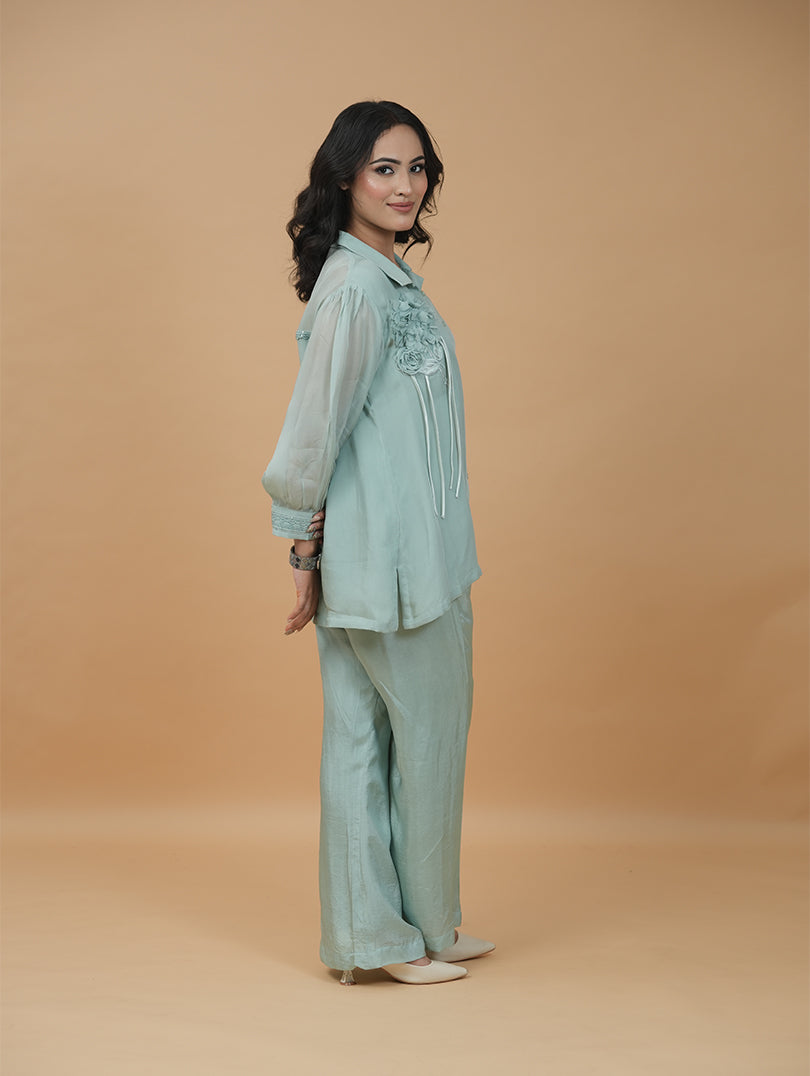 Serene Mint Bloom Co-ord Set