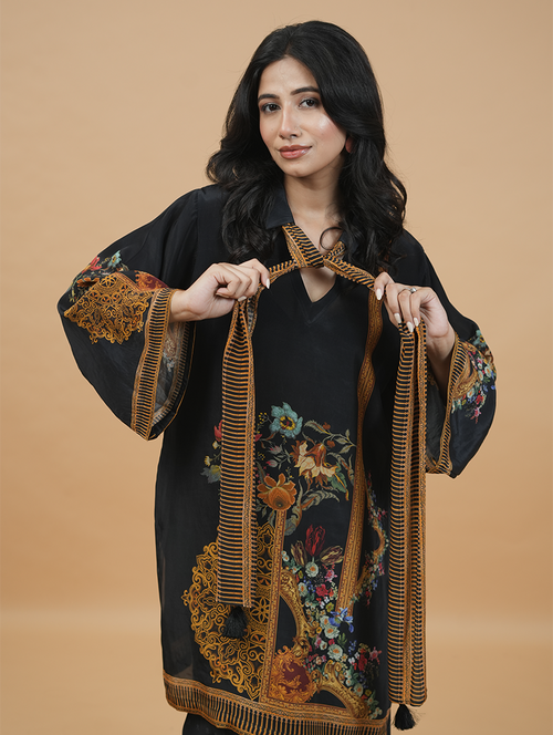 Noir Elegance Ethnic Print Co-ord Set