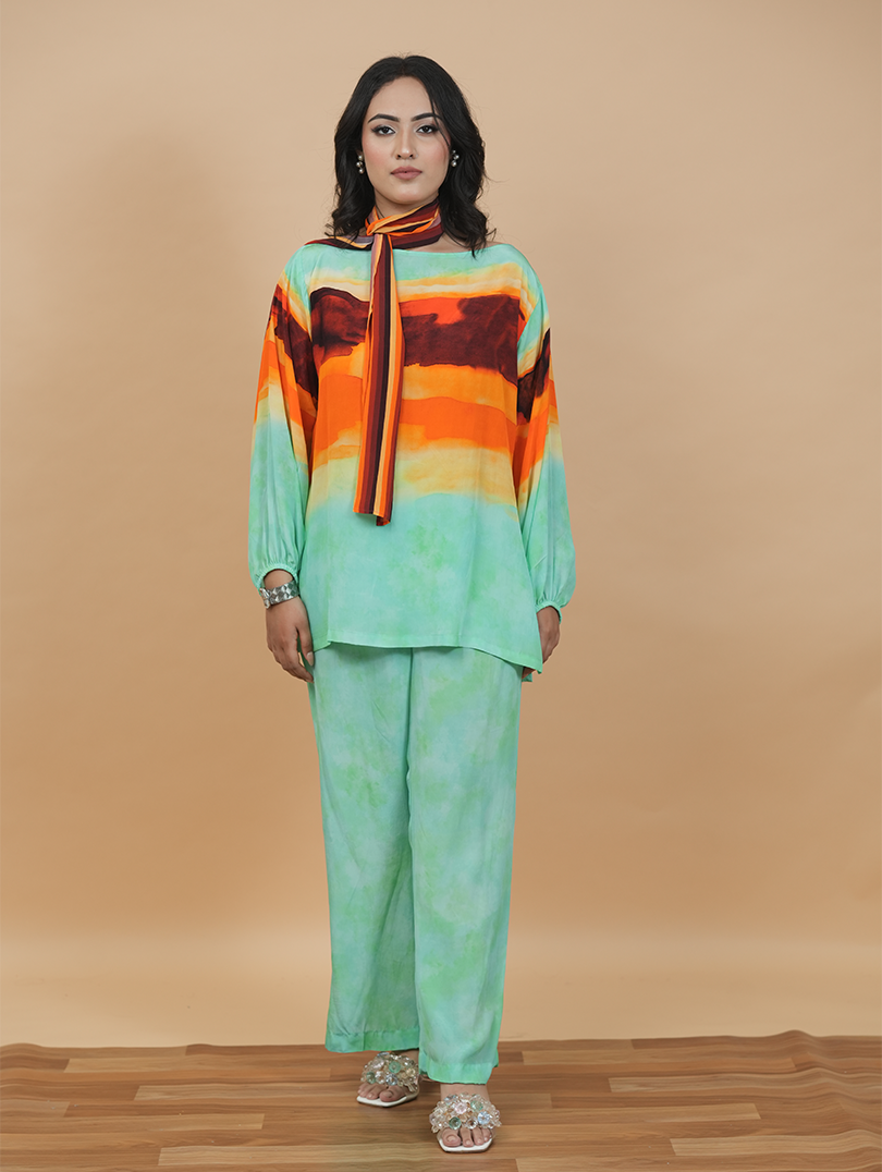 Azure Breeze Striped Co-ord Set