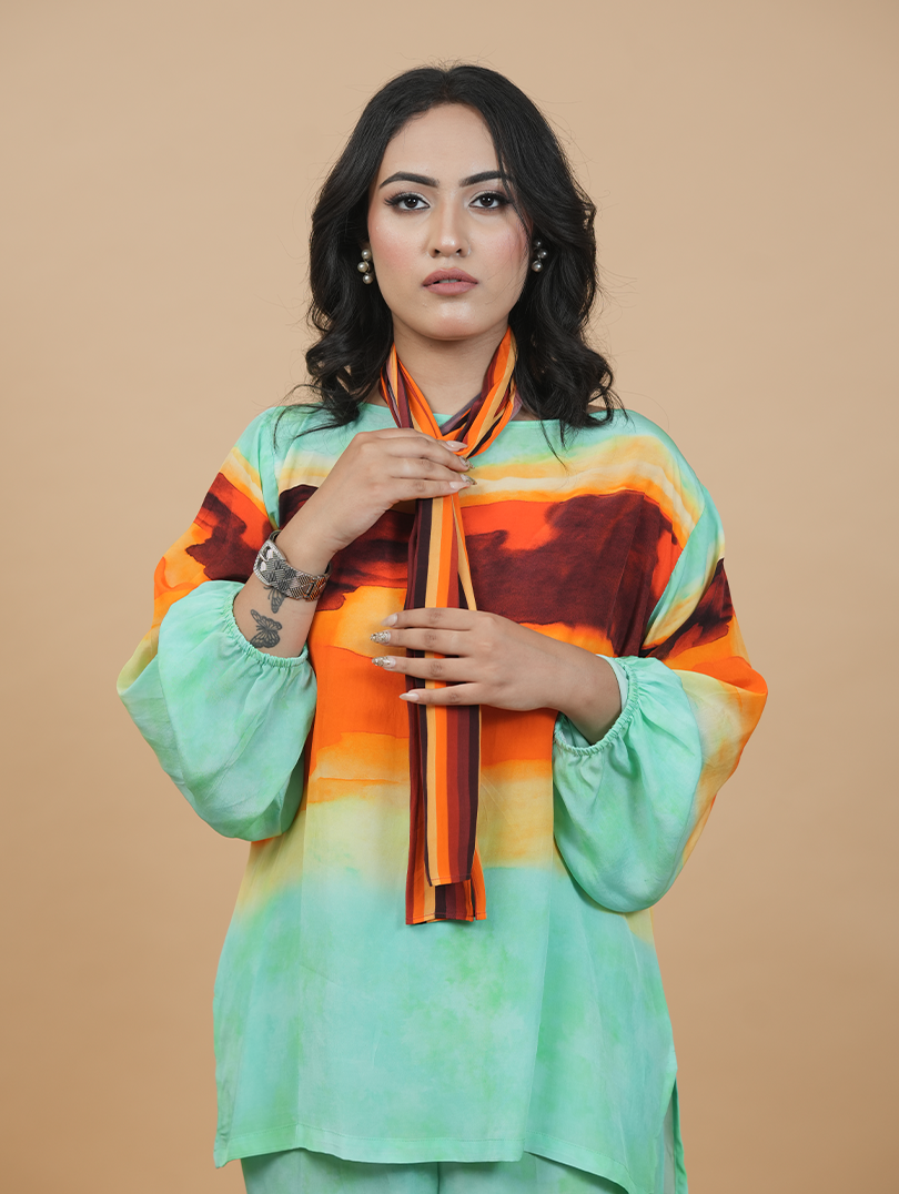 Azure Breeze Striped Co-ord Set