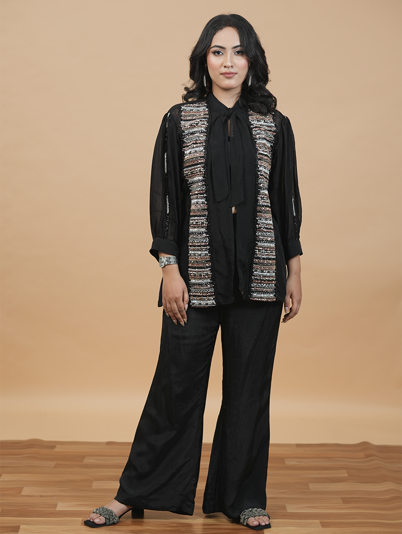 Black Western Organza Set