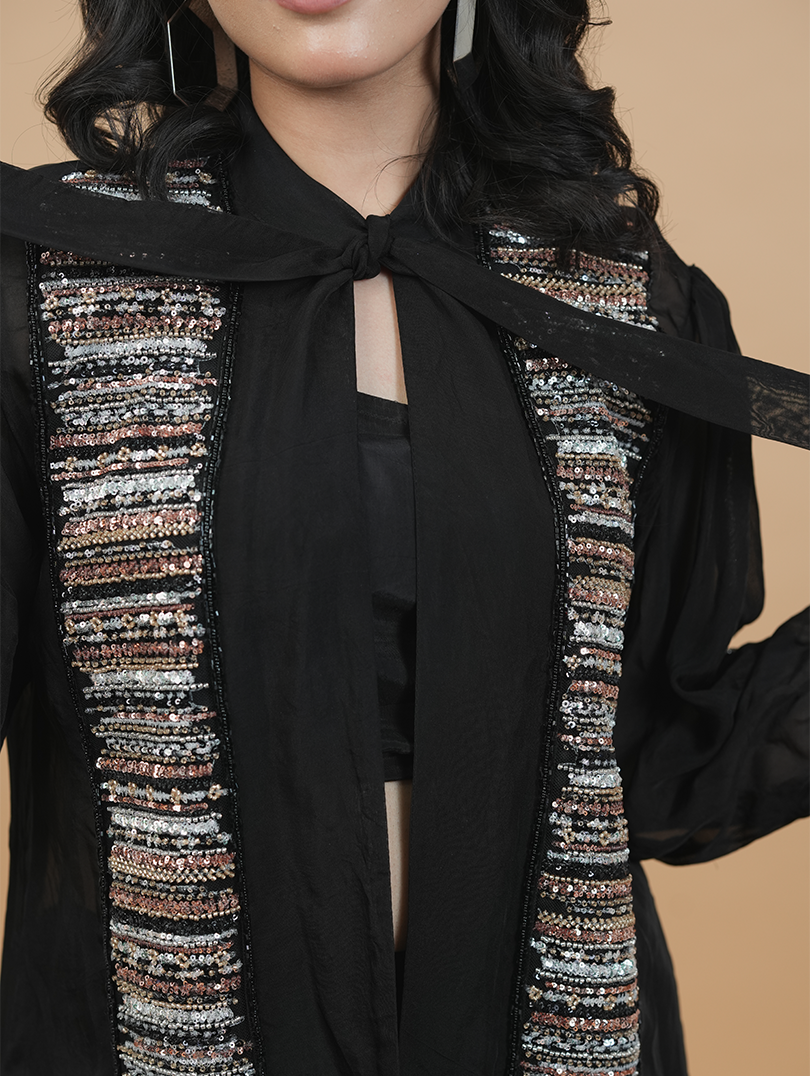 Black Western Organza Set