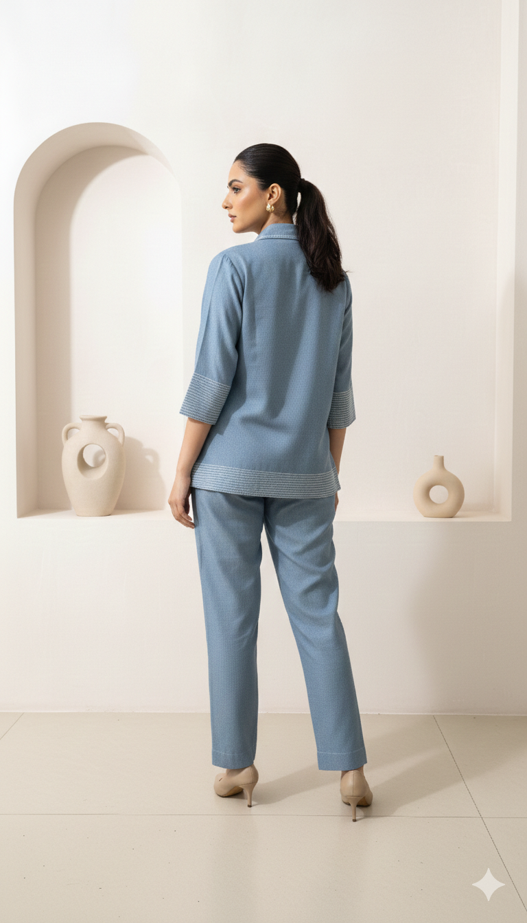 Denim Blue Cotton Co-Ord Set