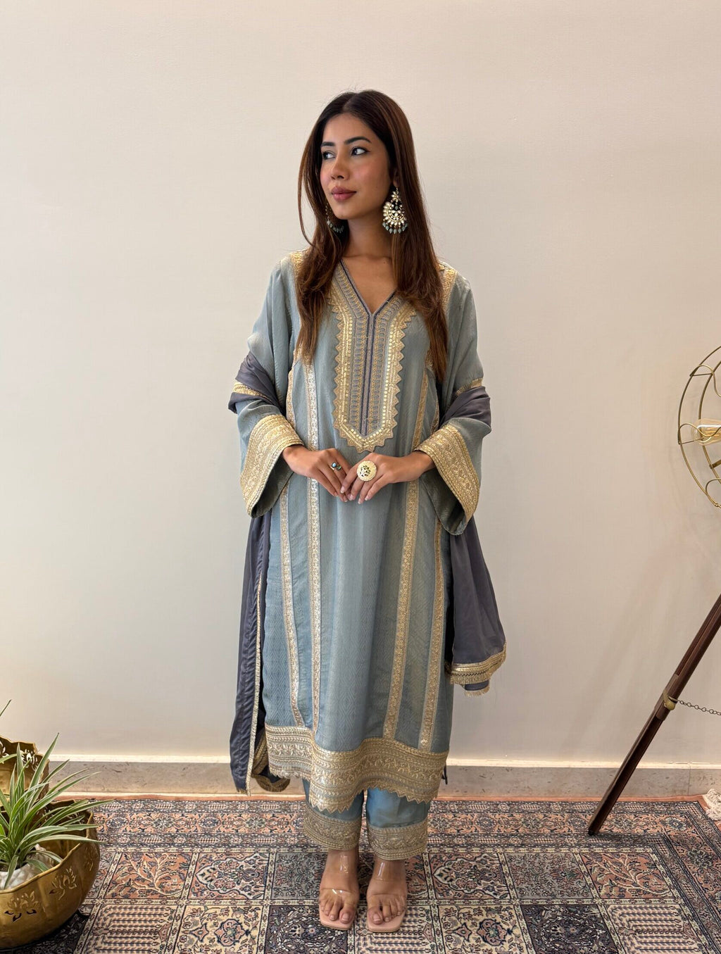 English Blue Tissue Suit Set