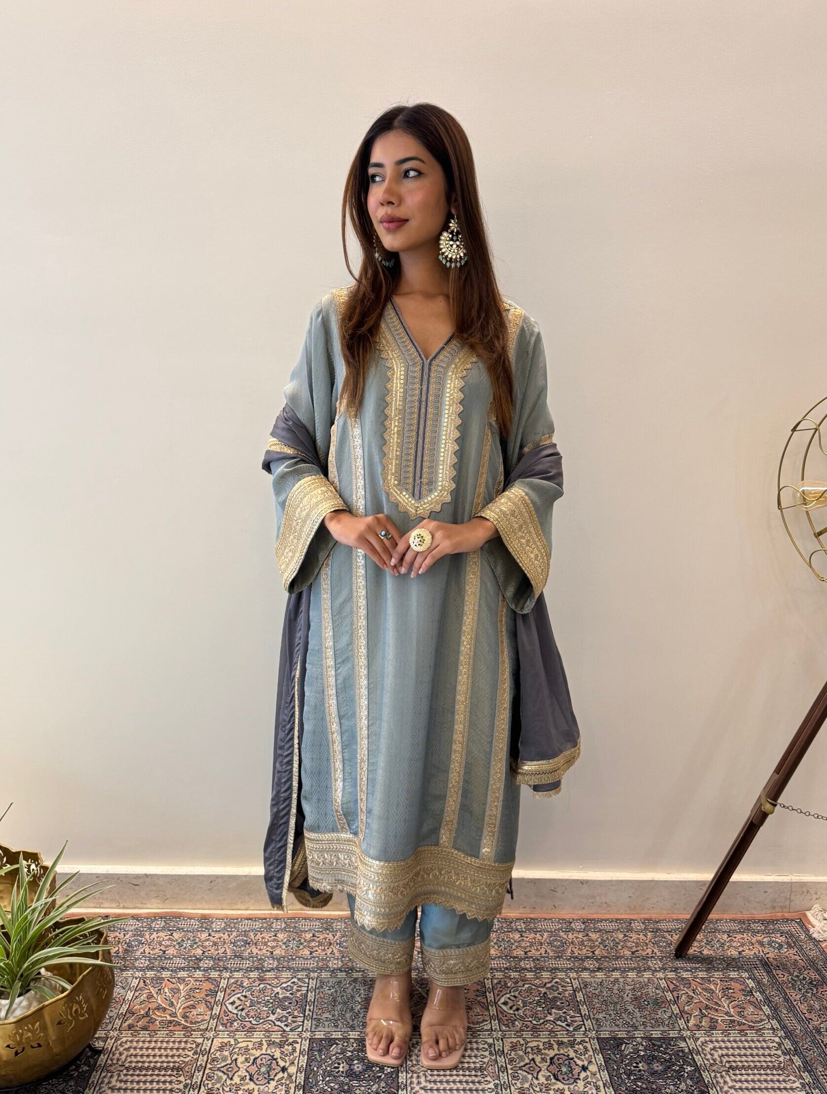 English Blue Tissue Suit Set