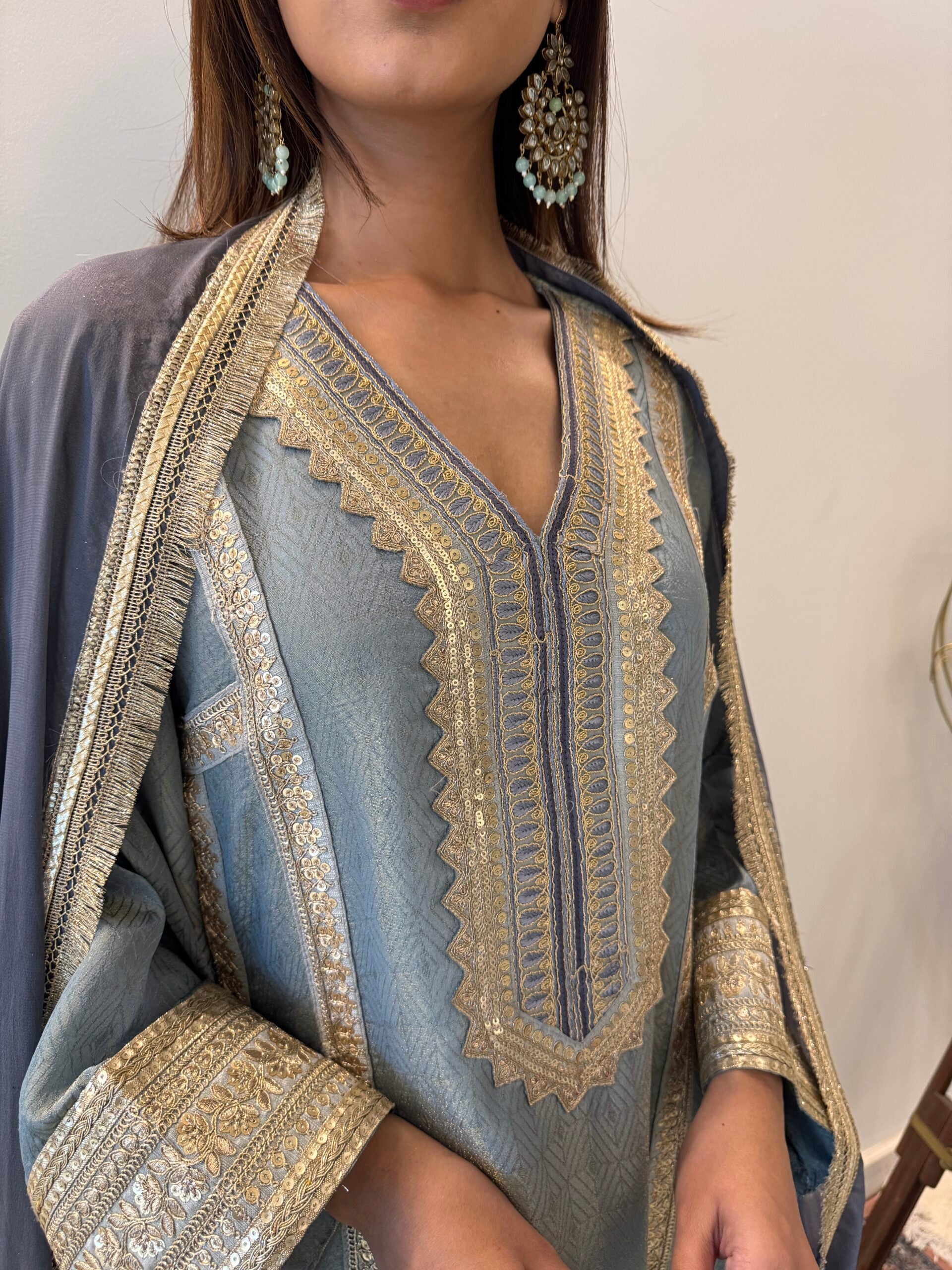 English Blue Tissue Suit Set