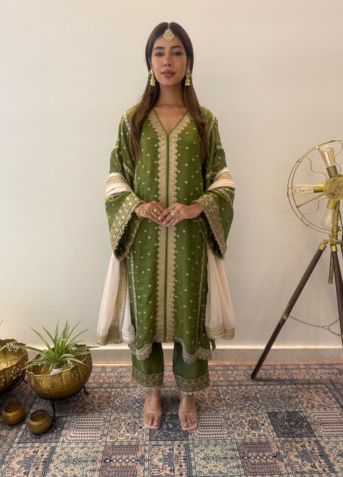 Verdant Grace Green Tissue Suit