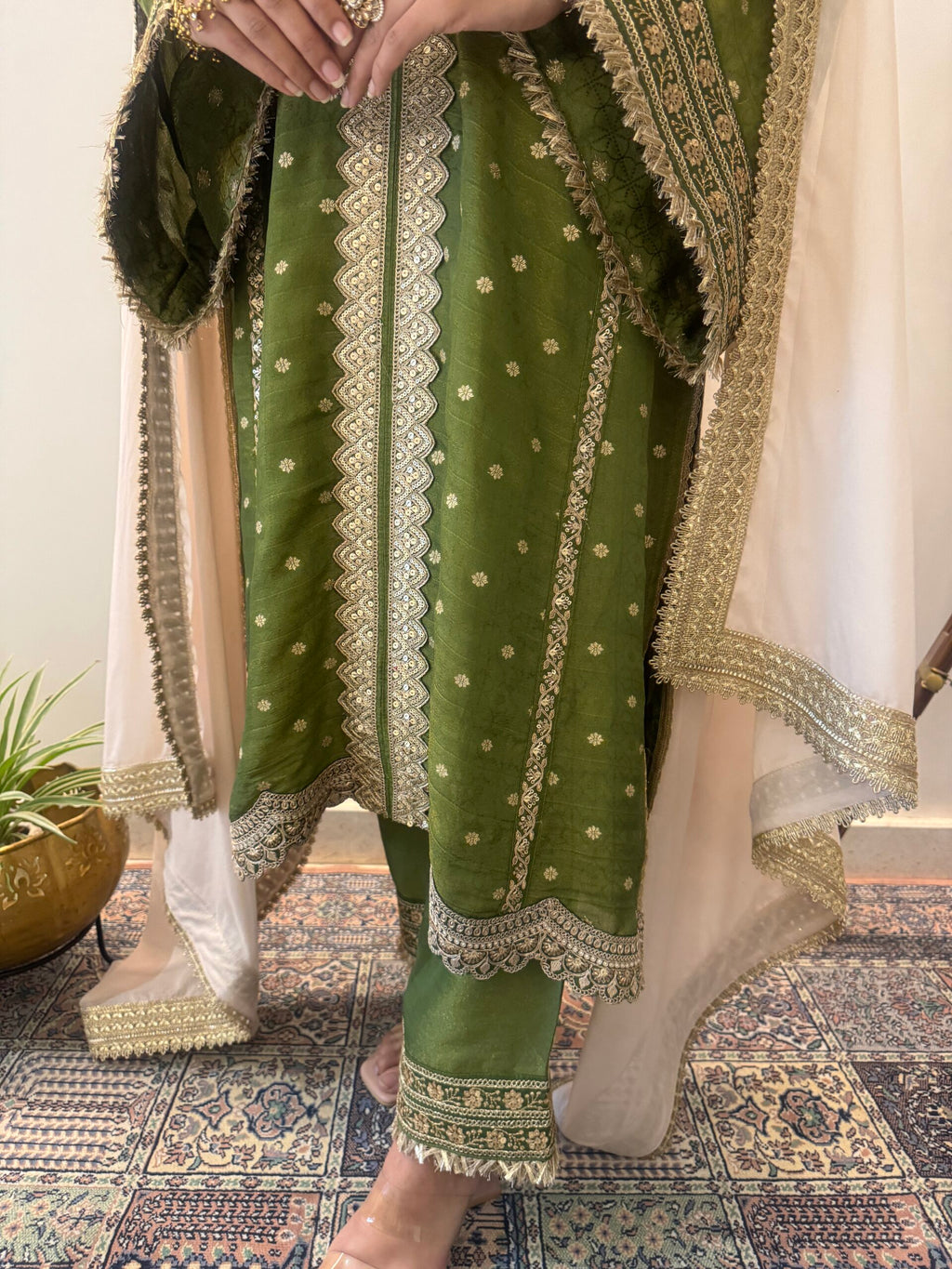Verdant Grace Green Tissue Suit