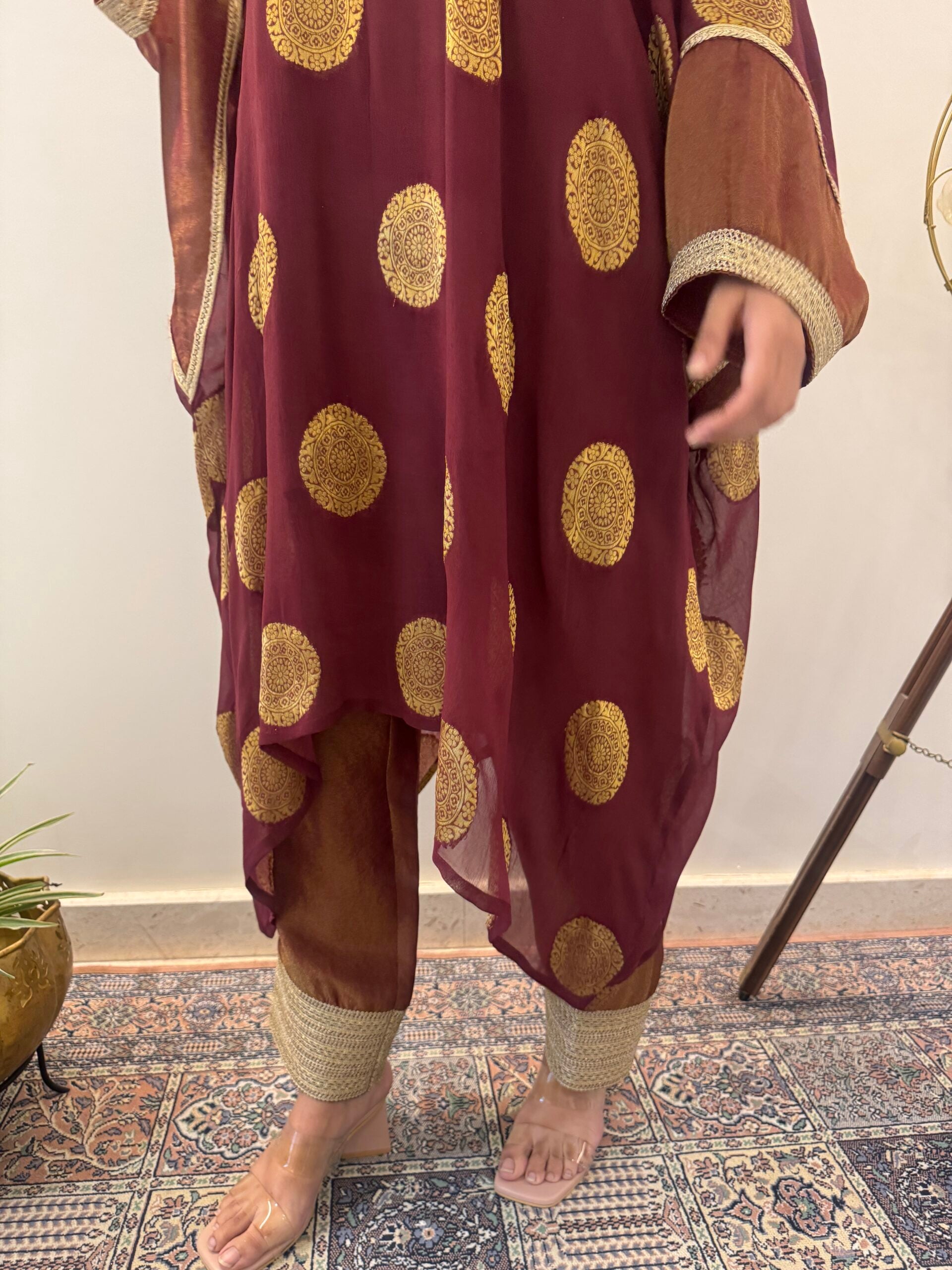 Crimson Aura Maroon Kaftan Set