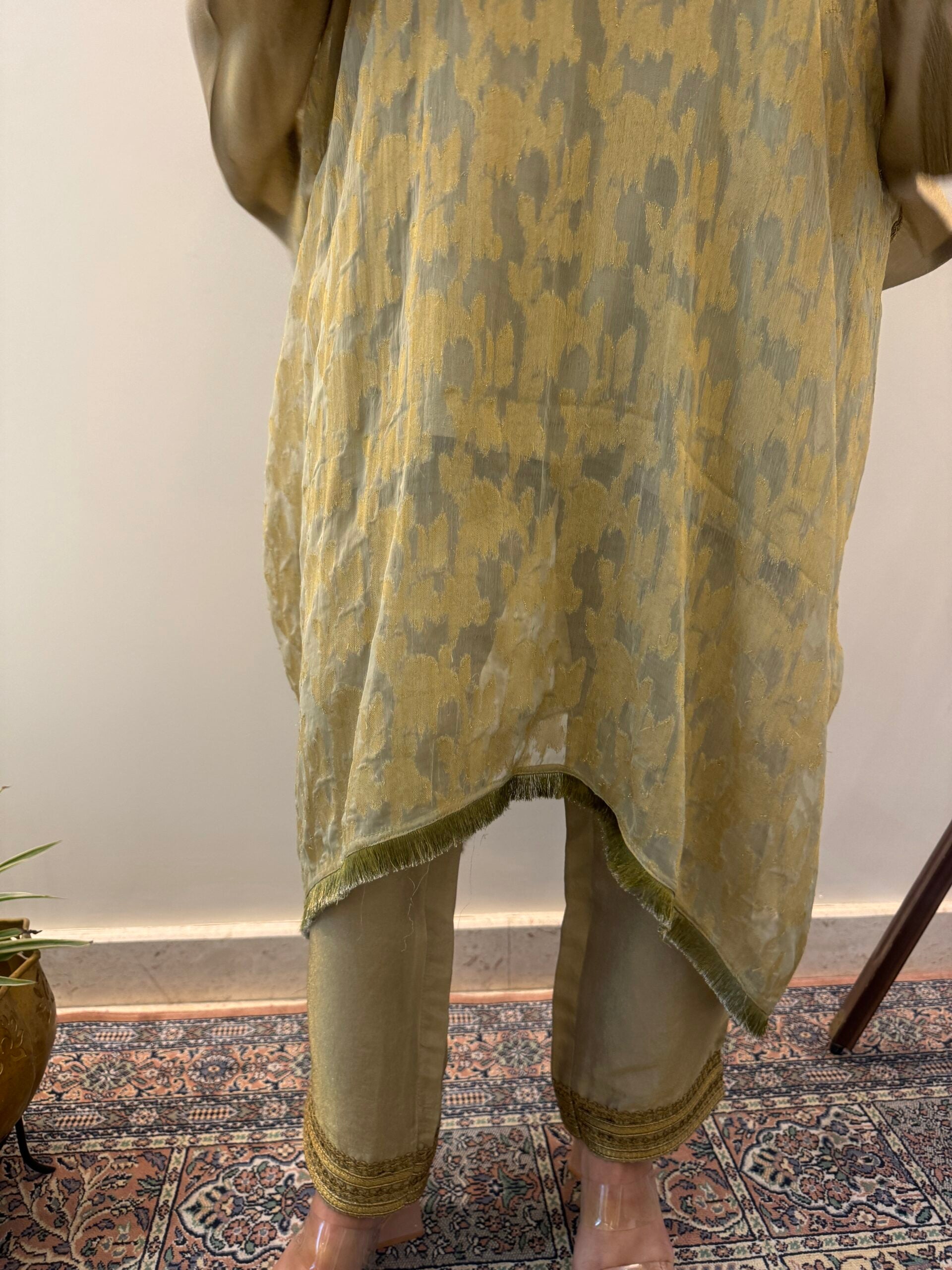 Mint Pastel English Green Kaftan Set