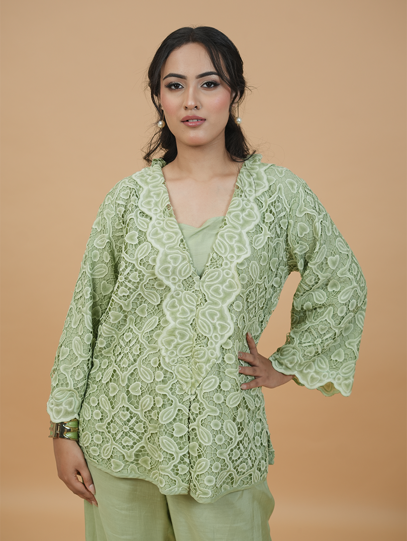 Pastel Green Cutwork Set
