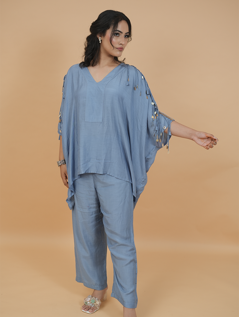 Soft Blue Fringes Set