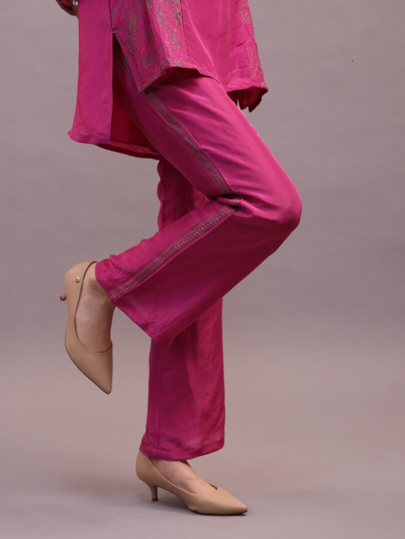 Silk Pink Embroidered Set - Image 3