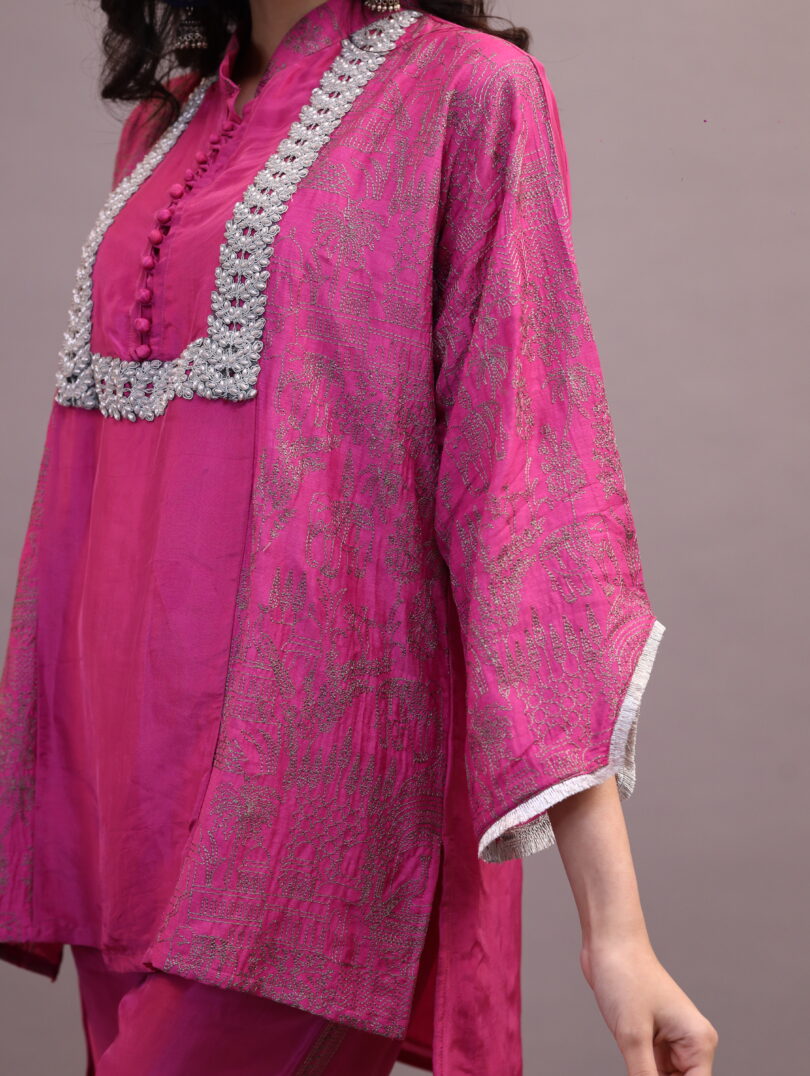 Silk Pink Embroidered Set - Image 2