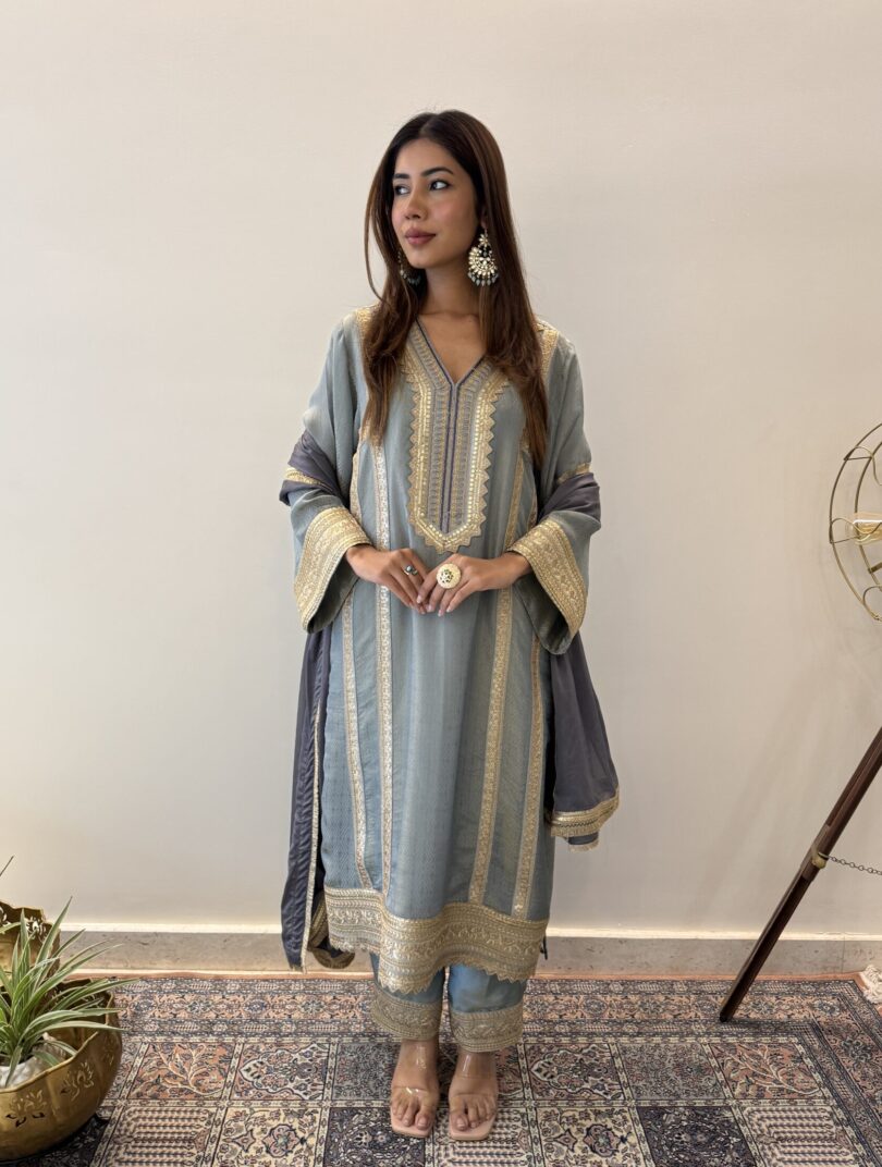 English Blue Tissue Suit Set