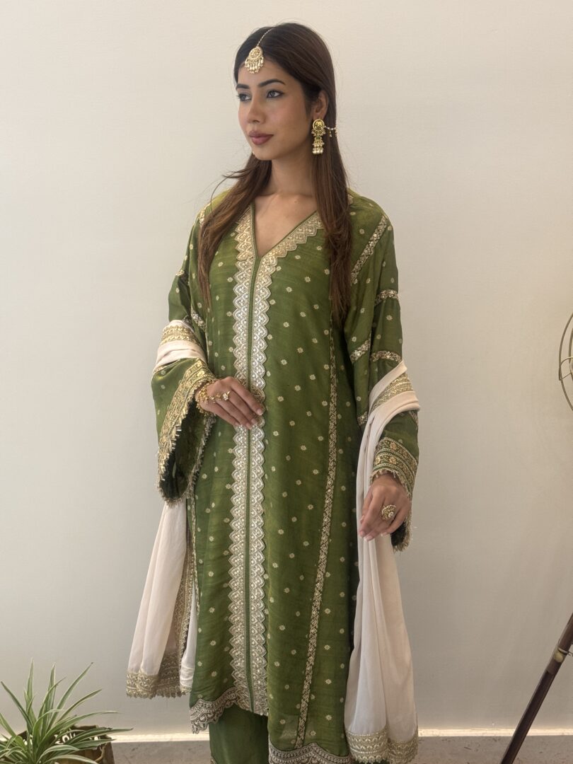 Verdant Grace Green Tissue Suit - Image 2