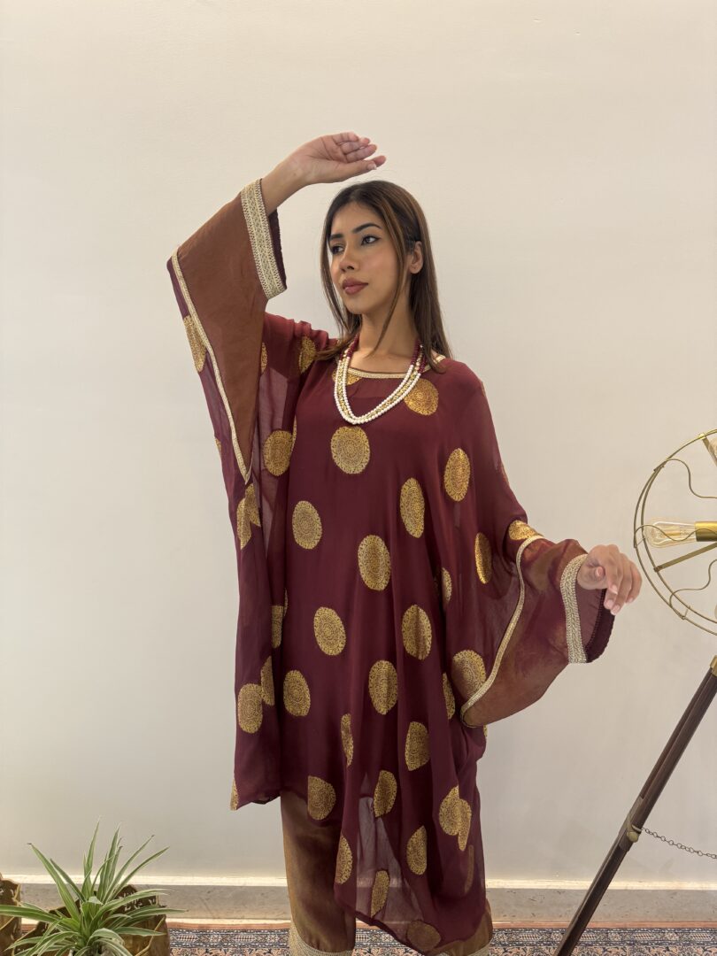 Crimson Aura Maroon Kaftan Set - Image 4