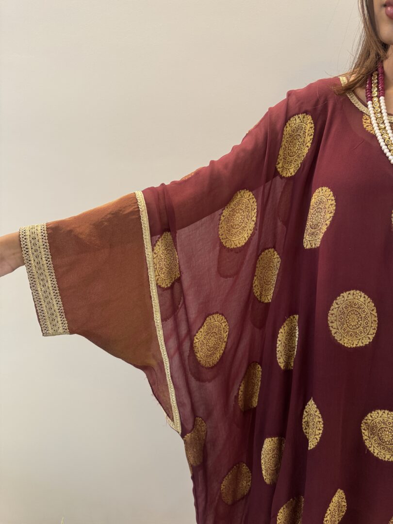 Crimson Aura Maroon Kaftan Set - Image 3