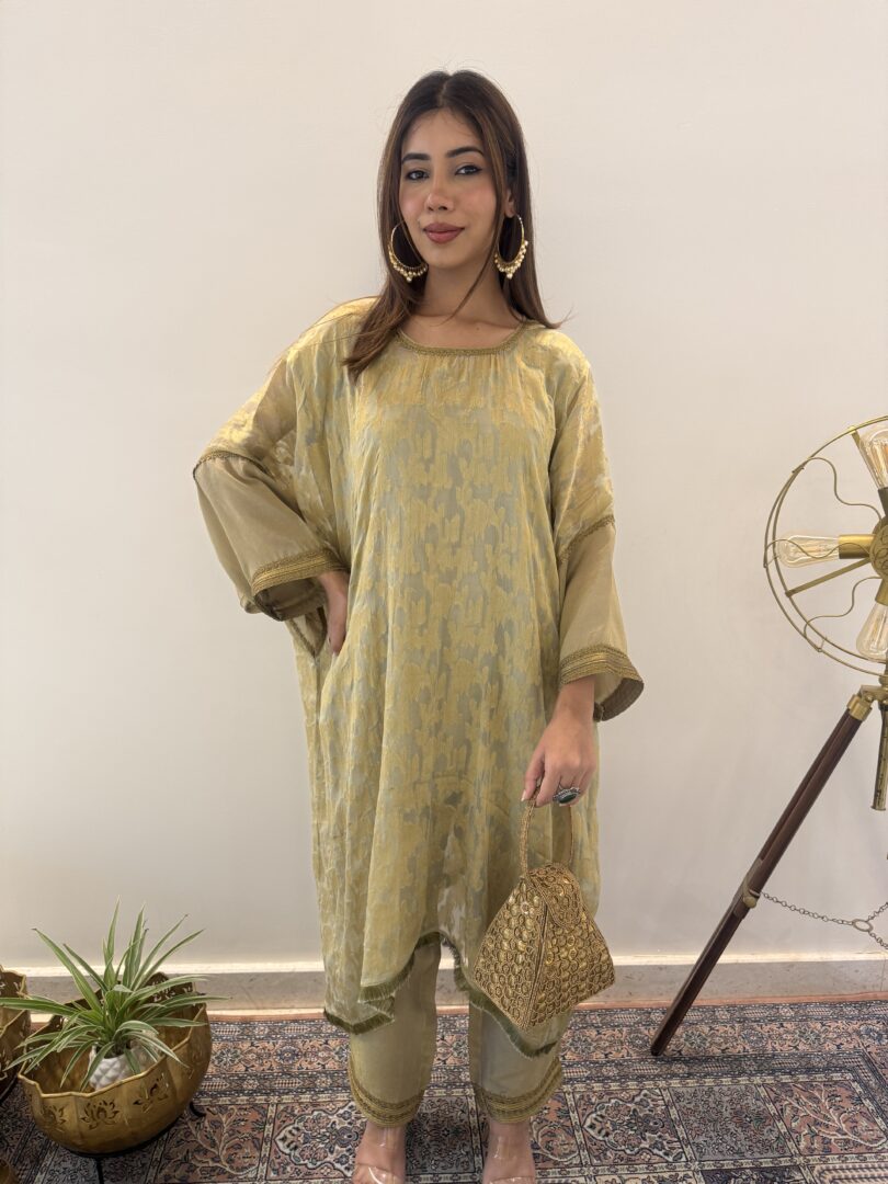 Mint Pastel English Green Kaftan Set